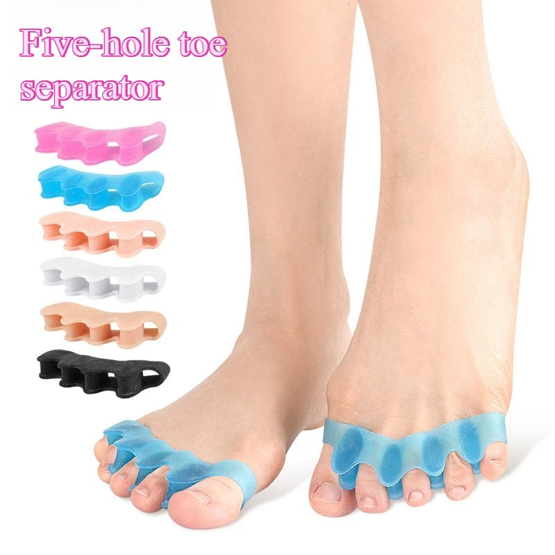 1Pair Silicone Toe Separator Hallux Valgus Corrector Bunion Orthotics Protector Pain Relief Forefoot Pad Sock Foot Care Pedicure
