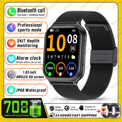 Bip 6 Pro 700 mAh Smart Watch Men Women Outdoor Sports Fitness Heart Rate GPS Track Bluetooth Call IP68 Waterproof Smartwatches