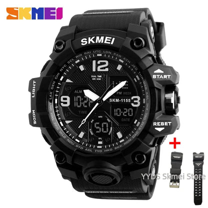 SKMEI 1155 Digital Military Watch for Men Sports Waterproof Large Mens Electronic Wristwatches Shockproof LED Display Clock 1637