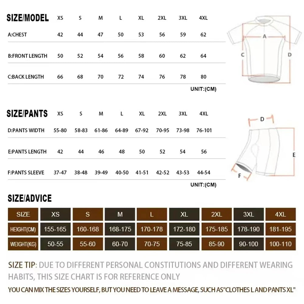2025 Raudax Cycling Bib Shorts Men's Mountain Bike Jersey Clothing Summer Complete Racing Bicycle Clothes Quick-Dry Sports Set