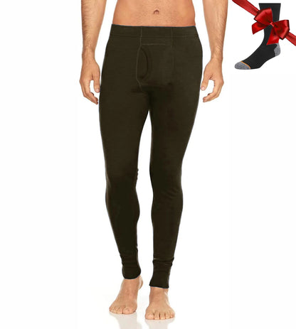 100% Merino Wool Men Base Layer Bottom Pants Merino Wool Thermal Underwear Pants Leggings Long Johns Warm Baselayer Bottom+Socks
