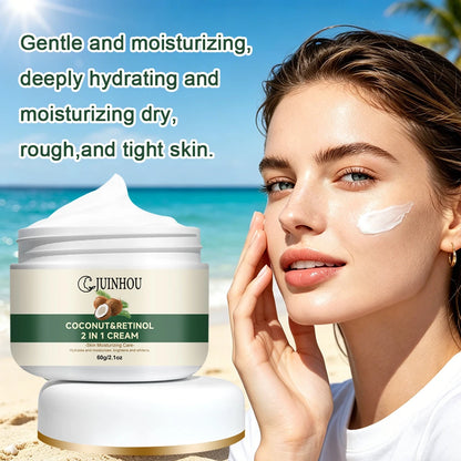 JUINHOU Natural Coconut Oil Brightening Face Cream Deep Hydrating Moisturizer Brighten Face Gentle Daily Skin for All Skin Types