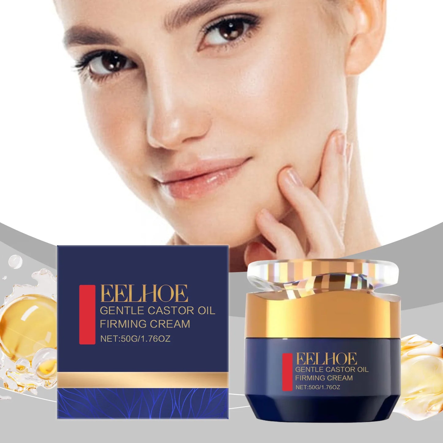 EELHOE Firming Face Cream Fade Fine Lines Against Aging Anti Wrinkle Removal Castor Oil Organic Instant Facial Tightening Cream