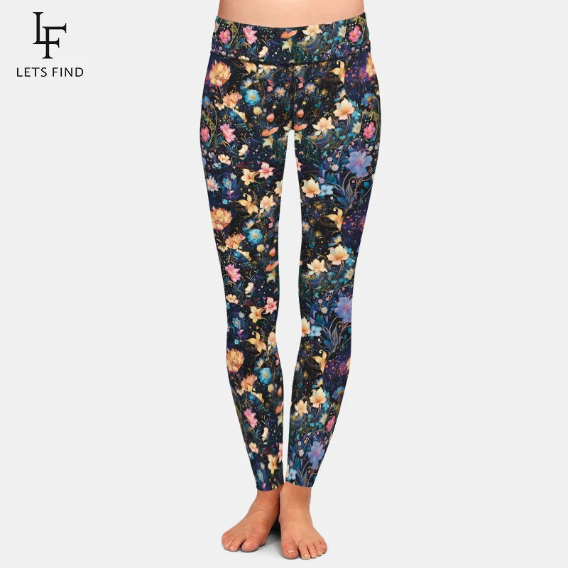 New High Waist Flower Printed Women's Leggings Sports Tight Pants High Quality High Elasticity Slim Fit Tight Pants