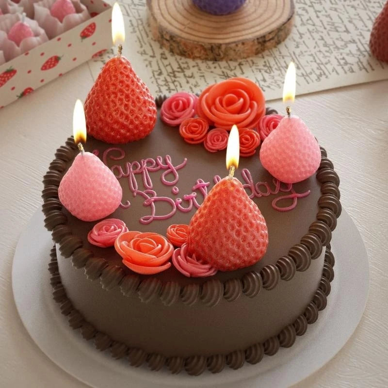 3D Strawberry Aromatherapy Candle Silicone Mold DIY Handmade Romantic Scented for Valentine's Day Party Home Decor Birthday Gift