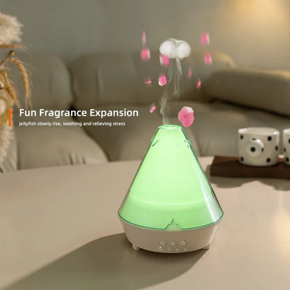 7 Colors Gradient Light Simulated Volcano Aroma Diffuser Jellyfish Smoke Ring Air Humidifier USB Aromatherapy Oil Diffuser
