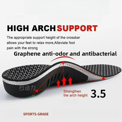Arch Support Unisex Sports Shock-Absorbing Insoles to Relieve Foot Pain and Fatigue, Graphene Antibacterial and Odor-Resistant