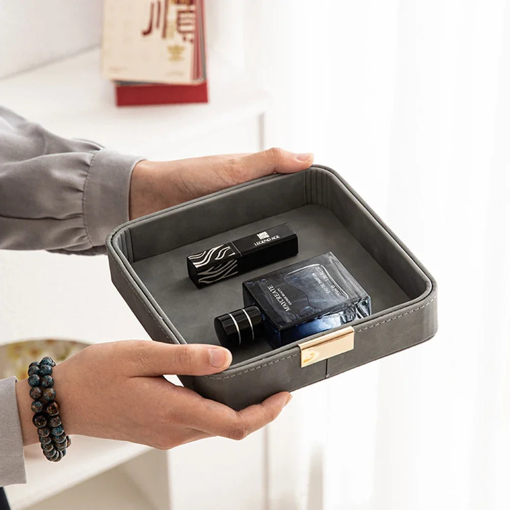 Entry Door Porch Key Storage Box Desktop Clutter Storage Case Leather Tray Jewelry Aromatherapy Plate Living Room Accessories