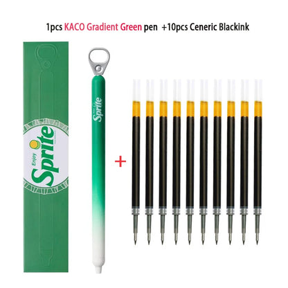 New KACO x Sprite Limited Edition Gel Pen,Dual Ball Pen Quick Drying Stylo 0.5mm Click Smooth Writing For School&Journaling
