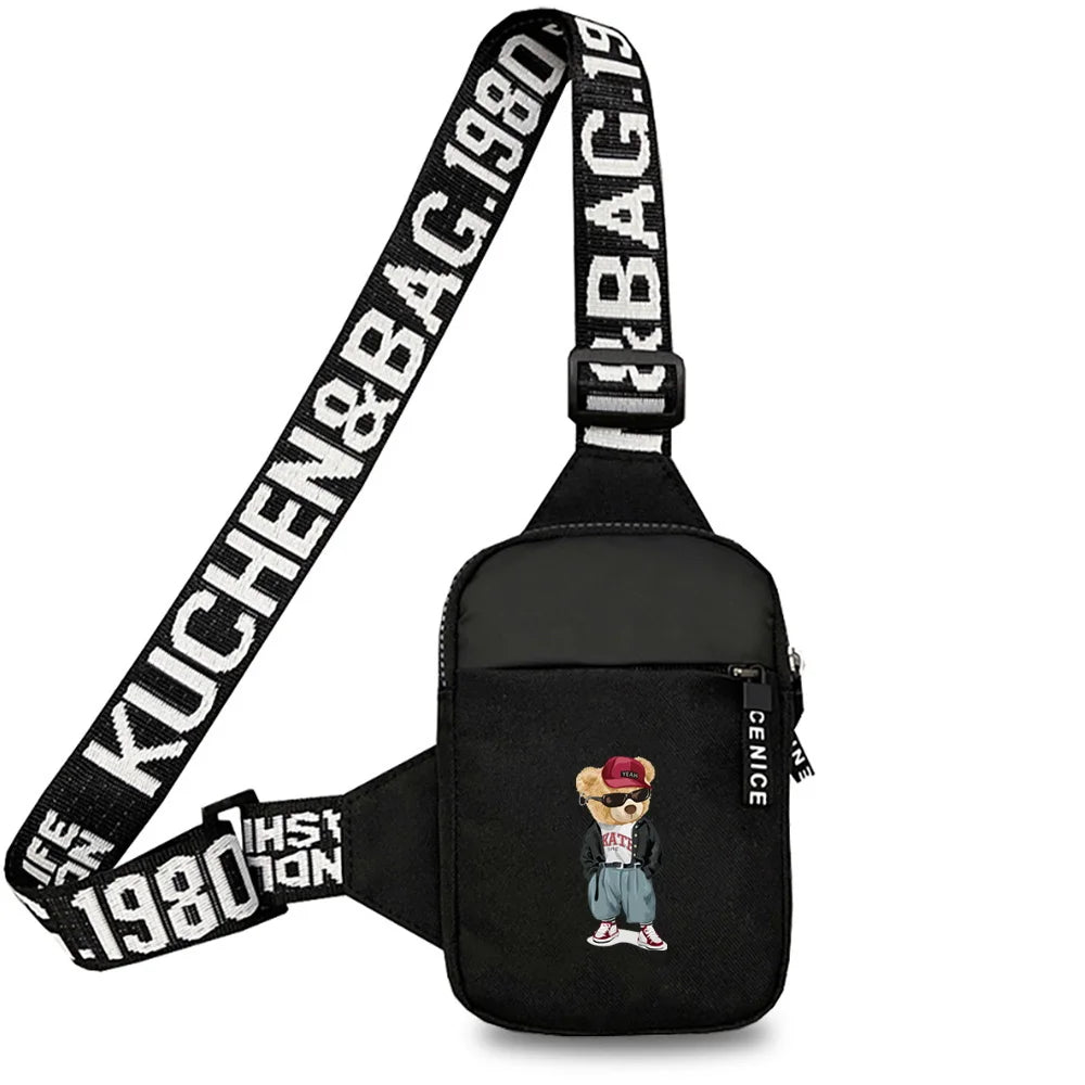 Chest Pack Fitness Yoga Outdoor Mini  Men Sports Running Bear Printing Series Fashion Chest Bag for Women for Men