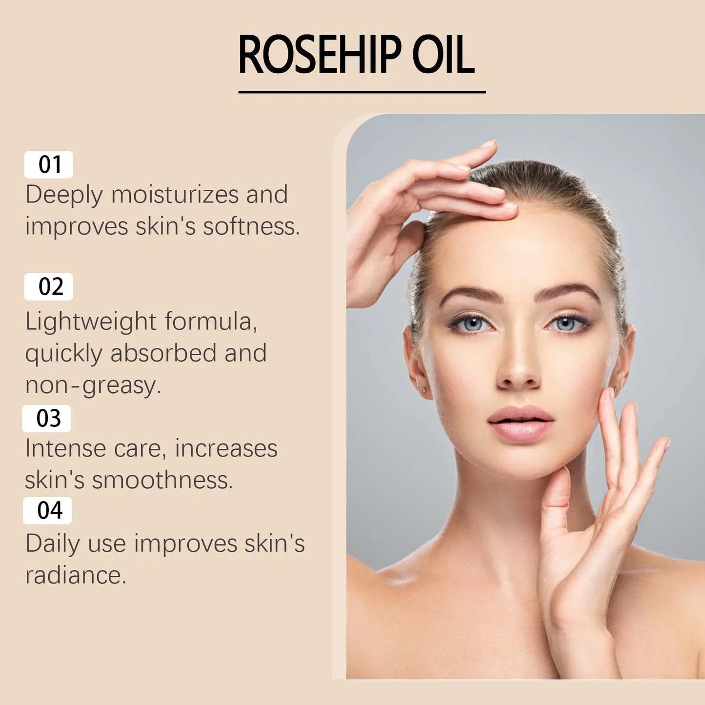 Moisturizing Squalane Rosehip Face Oil Lifting Firming Fade Fine Lines Smoothing Nourishing Skin Rejuvenation Facial Care Oil