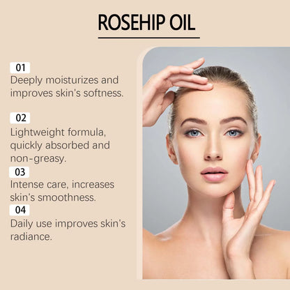 Moisturizing Squalane Rosehip Face Oil Lifting Firming Fade Fine Lines Smoothing Nourishing Skin Rejuvenation Facial Care Oil