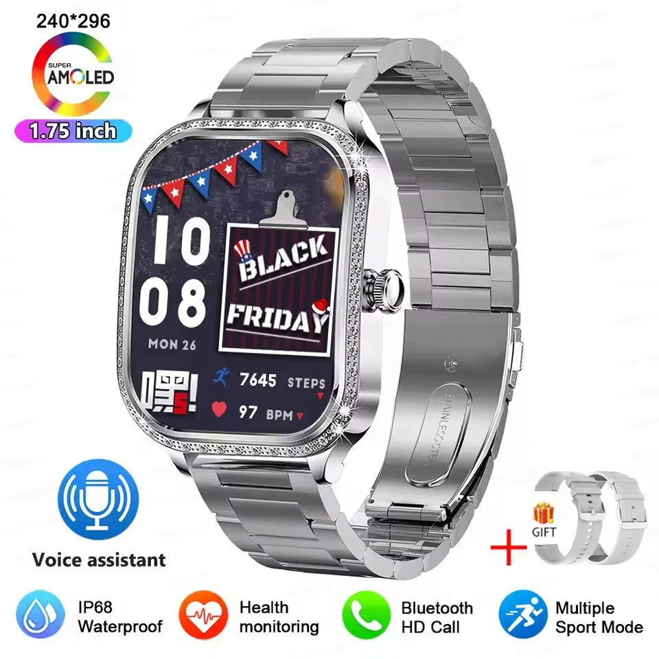 2026 New Smart Watch For Women Gift 1.75 Inch Full Touch Screen Sports Fitness Watches Bluetooth Calls Digital Smartwatch Ladies