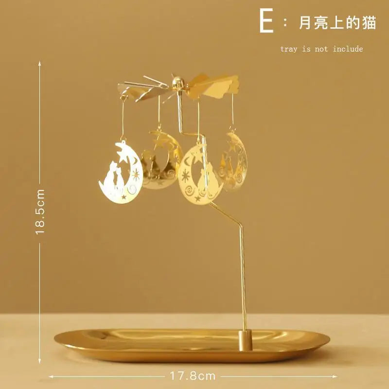 1 Pcs New Lanterns Aromatherapy Candles Trays Rotating Candle Holders Windmills Golden Fragrance Trays Ornaments
