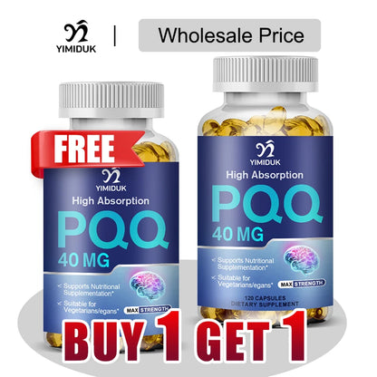 Buy 1 Get 1 Free! PQQ 40mg Supplement , for Cognitive Function Booster, Enhances Brain Energy, Heart, Brain & Anti-Aging, Vegan