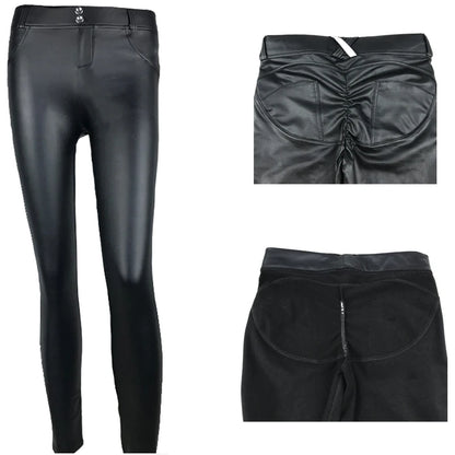 Leather Low Waist Leggings Women Sexy Hip Push Up Pants Legging Jegging Gothic Leggins Jeggings