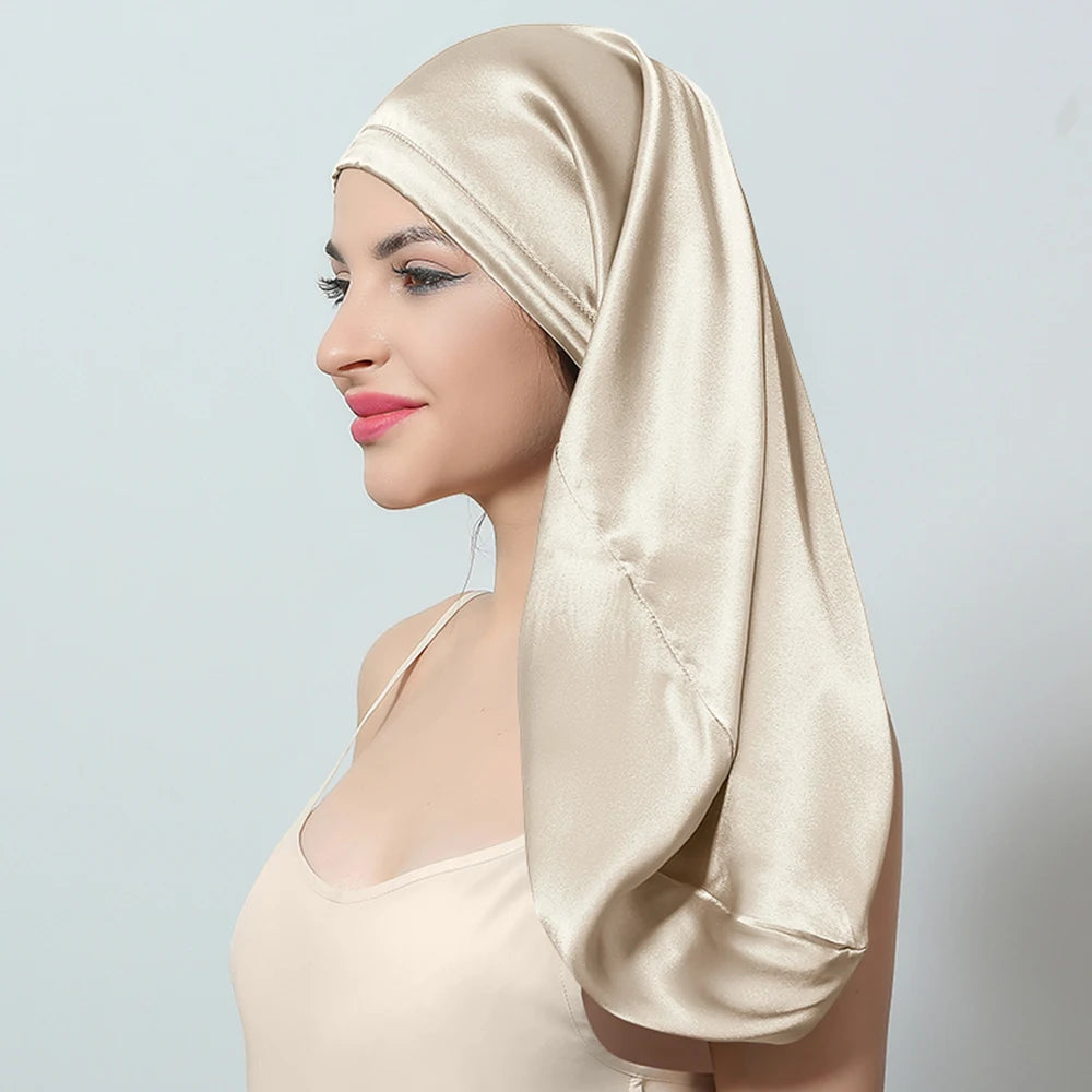 100% Silk Sleeping Hair Cap Long Hair Night Silk Sleep Cover for Women for Hair Care 16 Momme