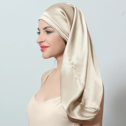 100% Silk Sleeping Hair Cap Long Hair Night Silk Sleep Cover for Women for Hair Care 16 Momme