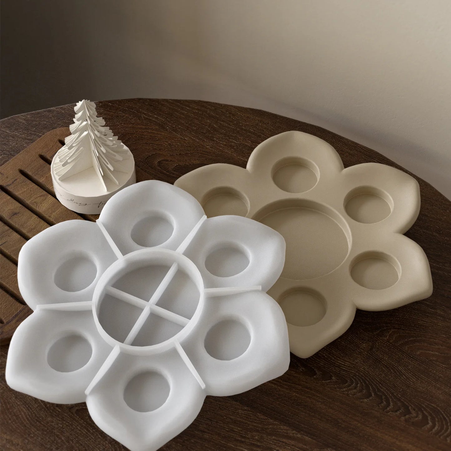 Lotus Flower Candlestick Ornament Silicone Mold Aromatherapy Plaster Resin Diy Simple Candle Base Organizer Tray Making Moulds