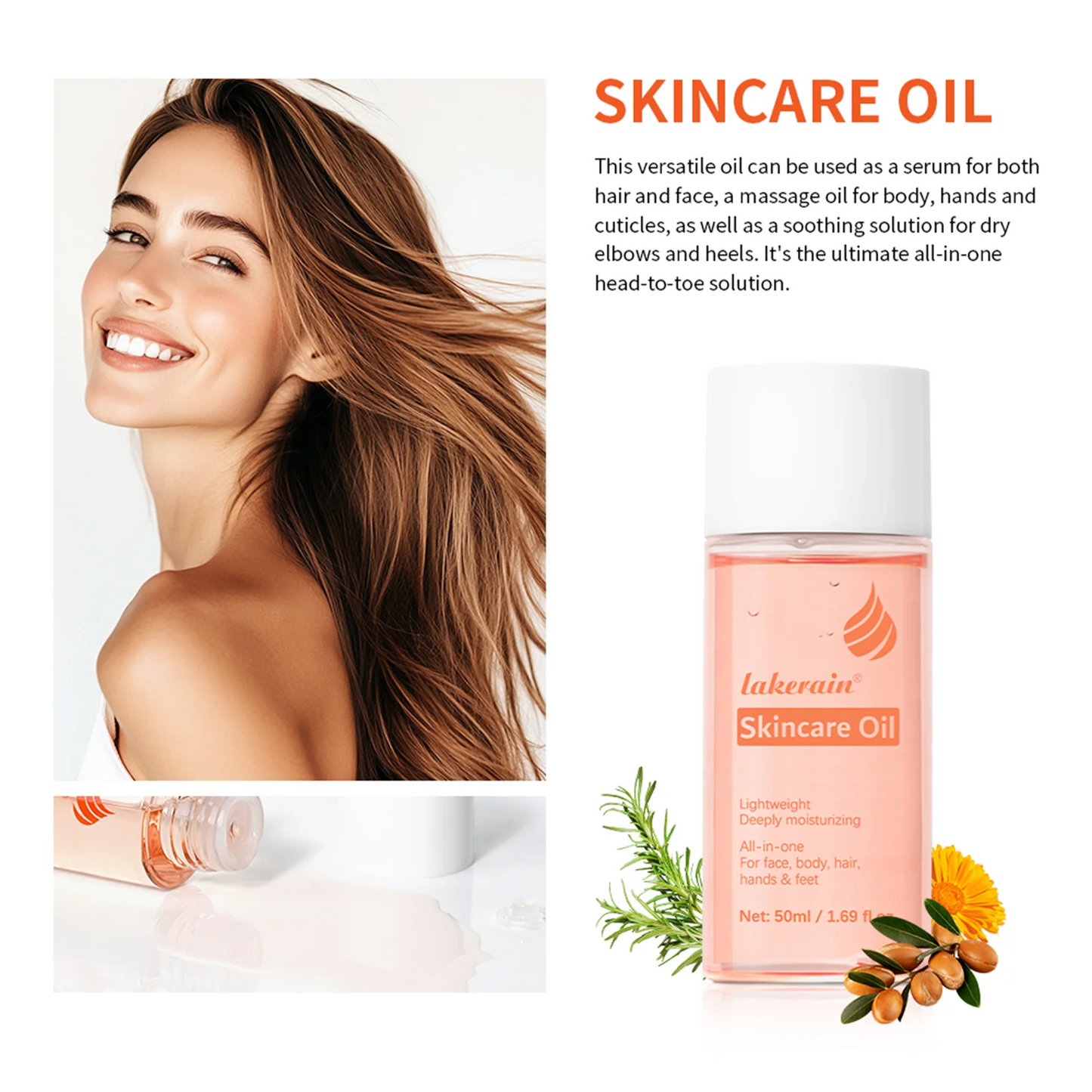 Bio Skincare Body Oil Face Body Moisturizer Improve Hair Health Fade Scars Vitamin A Vitamin E Oil Exfoliate Skin Care