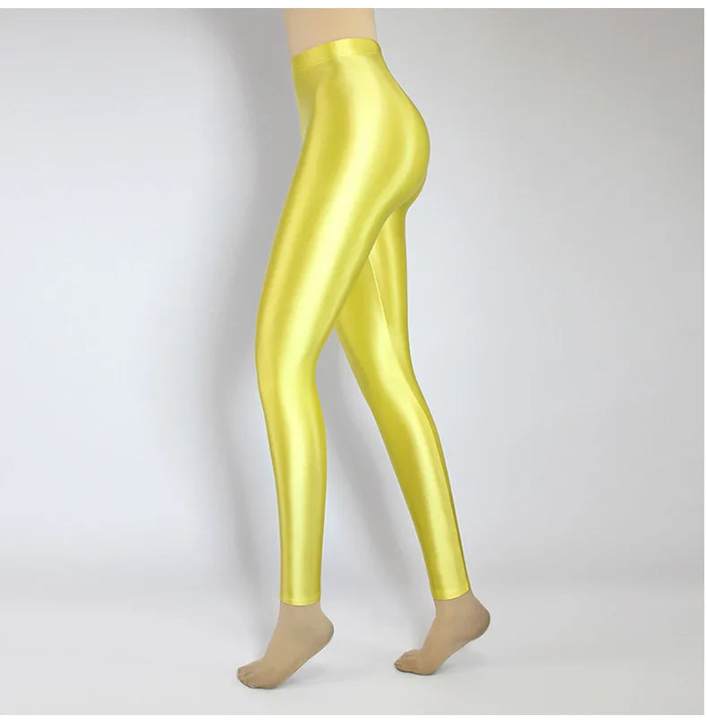 Plus Size Glossiness Pants Women Sexy Glossy Shiny Leggings High Waist Sport Fitness Yoga Pants Tights Leggings High Elastic