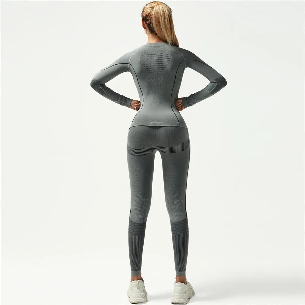 Seamless Thermal Underwear Set Ski Speedo Skiwear Training Clothing Sportswear Sweat Wicking Fitness Suit Winter Clothes Women
