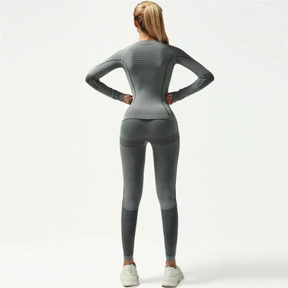 Seamless Thermal Underwear Set Ski Speedo Skiwear Training Clothing Sportswear Sweat Wicking Fitness Suit Winter Clothes Women