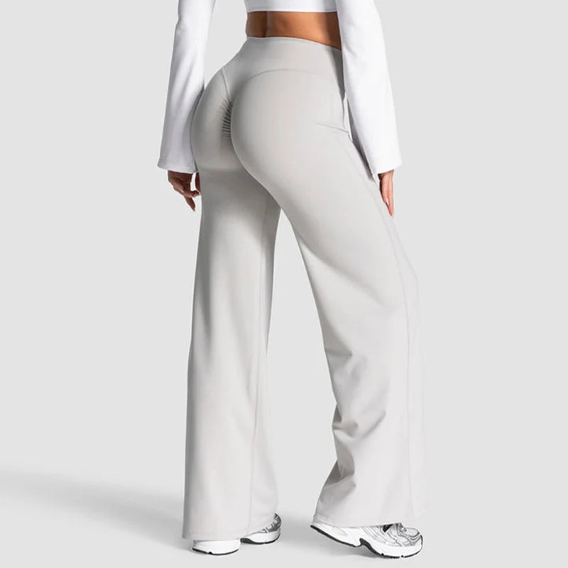 Charming Pro Scrunch Straight Leg Pants Butt Lifting Wide Leg Sweatpants Fitness Jogging Yoga Gym Push Up Women Baggy Leggings