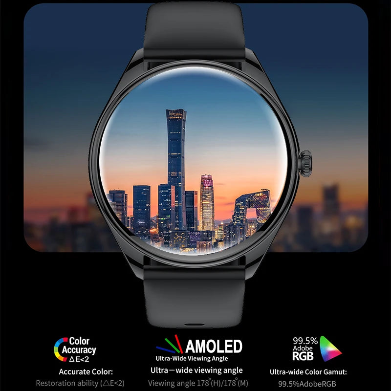New Ultra Thin SmartWatch Men AMOLED 3D Screen Always Show Time Sports Fitness Waterproof Heart Rate Bluetooth Call Smartwatches