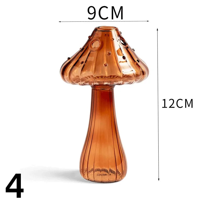 New Mushroom Glass Vase Creative Plant Hydroponic Vase Home Transparent Aromatherapy Bottle Small Vase Table Flower Decorations