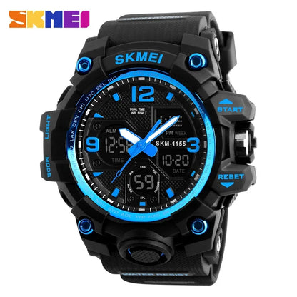 SKMEI 1155 Digital Military Watch for Men Sports Waterproof Large Mens Electronic Wristwatches Shockproof LED Display Clock 1637