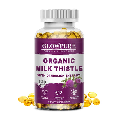 Organic Milk Thistle 9000mg 30X Concentrated Seed Extract, 80% Silymarin, Liver Support Cleanse Detox, Fatty Liver Supplements
