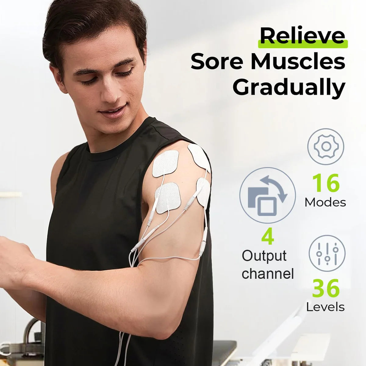 Pain Relief TENS Unit EMS Massager - Professional Muscle Stimulator For Back Shoulder Neck Relief Fitness Recovery