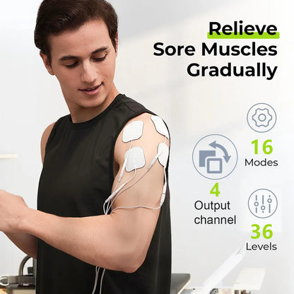 Pain Relief TENS Unit EMS Massager - Professional Muscle Stimulator For Back Shoulder Neck Relief Fitness Recovery