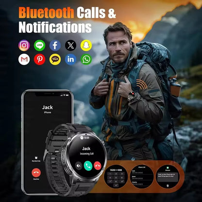 2026New Rugged Military Grade Smart Watch Men 1000mAh Large Battery Flashlight Waterproof Voice Call Sports Men Fitness Bracelet