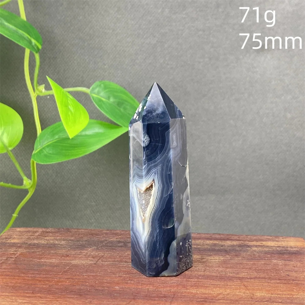 Black Agate Crystal Tower Natural Gem Obelisk Exquisite Home Decoration Ornament Rare Material for Relaxation And Energy