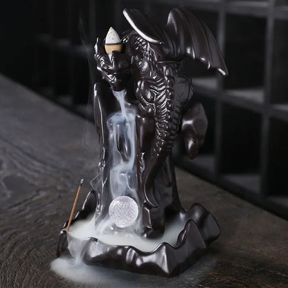 Purple Sand Ceramic Dragon Incense Waterfall Castles Smoke Fountain Backflow Creative Decoration Fragrance Home Dragons Statue