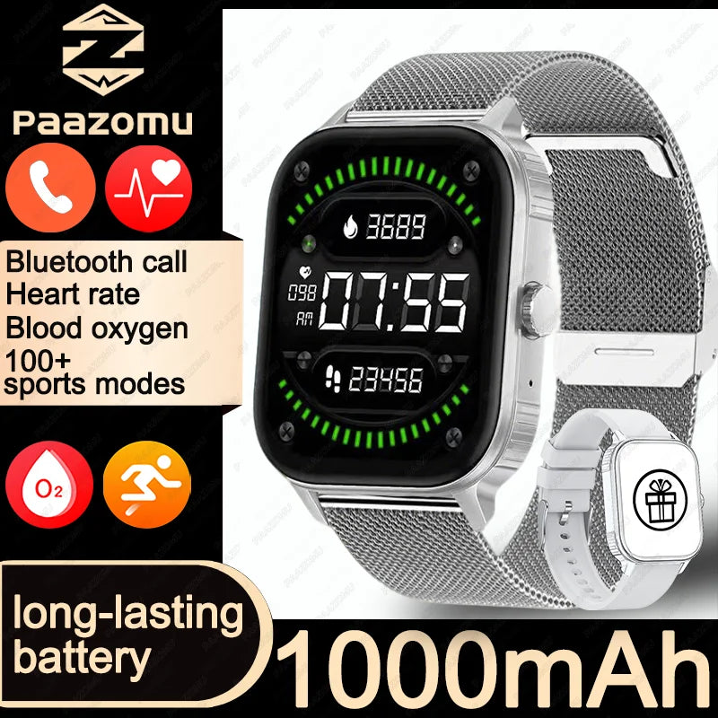 2026 2.04-inch Ultra Smart Watch For Men Women 1000mAh High Capacity Battery Outdoor Sports Fitness Health Monitoring Smartwatch