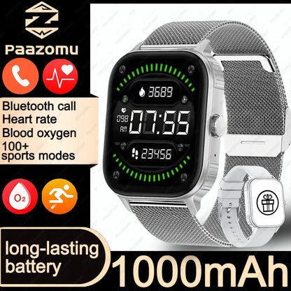 2026 2.04-inch Ultra Smart Watch For Men Women 1000mAh High Capacity Battery Outdoor Sports Fitness Health Monitoring Smartwatch