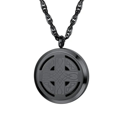U7 37mm Round Perfume Diffuser Necklace for Man Woman Stainless Steel Essential Oil Locket Aromatherapy Anxiety Relief Jewelry