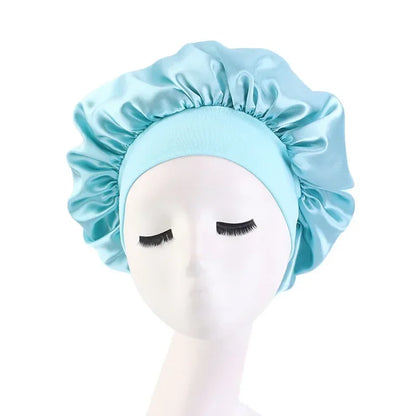 Hair Bonnet for Sleeping Silk Nightcap Satin Elastic Narrow Brim Shower Cap Round Hat Home Hair Care Cap Satin Bonnet