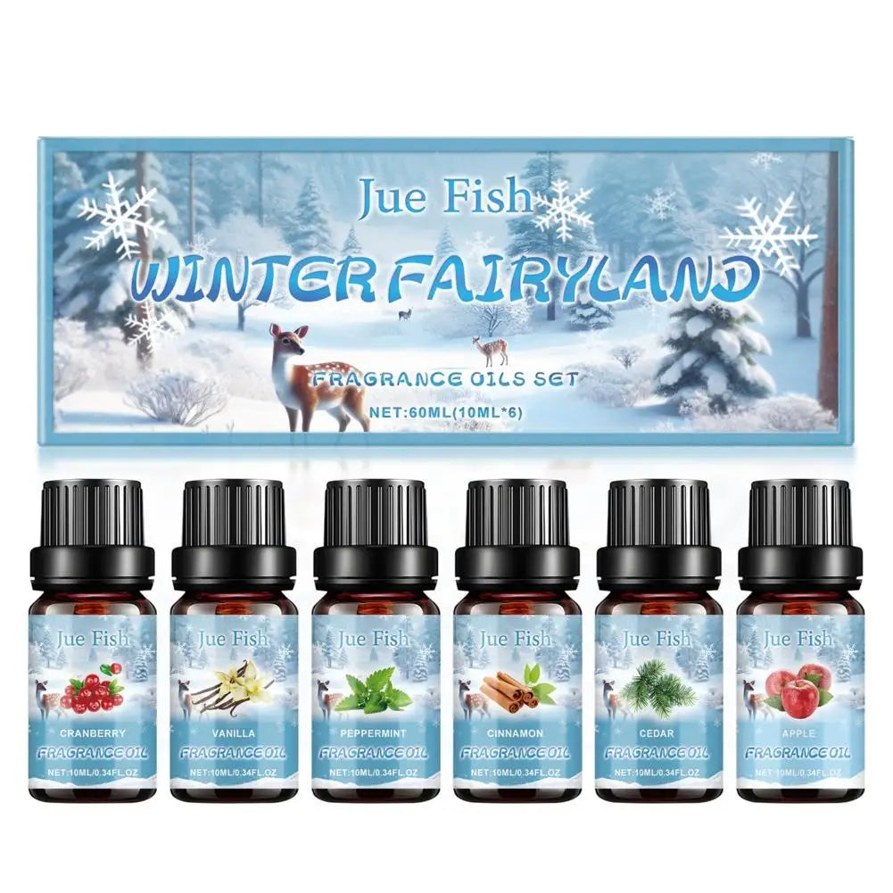Aromatherapy Oil Set for Diffuser Fragrance Oil Kit 6Pieces Oil Set Winter Scented Oil Pure Blend Diffuser Oil for Humidifier