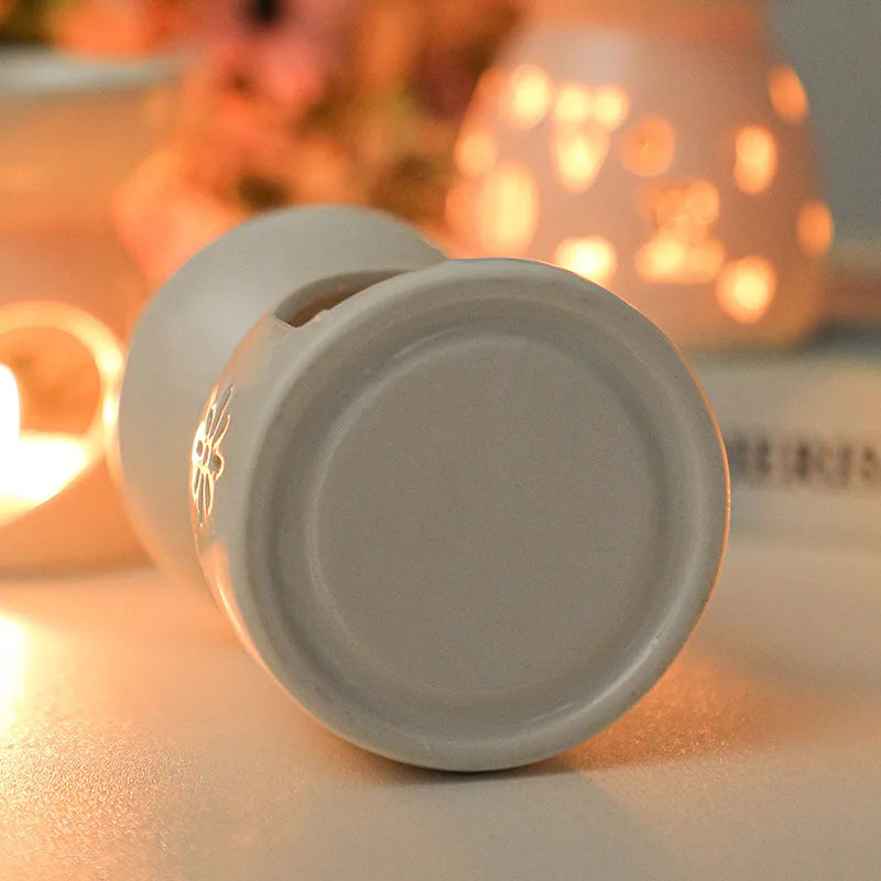 White Ceramic Incense Burner Candle Essential Oil Aromatherapy Diffuser Hollow Heating Stove Middle East Home Decor Ornament