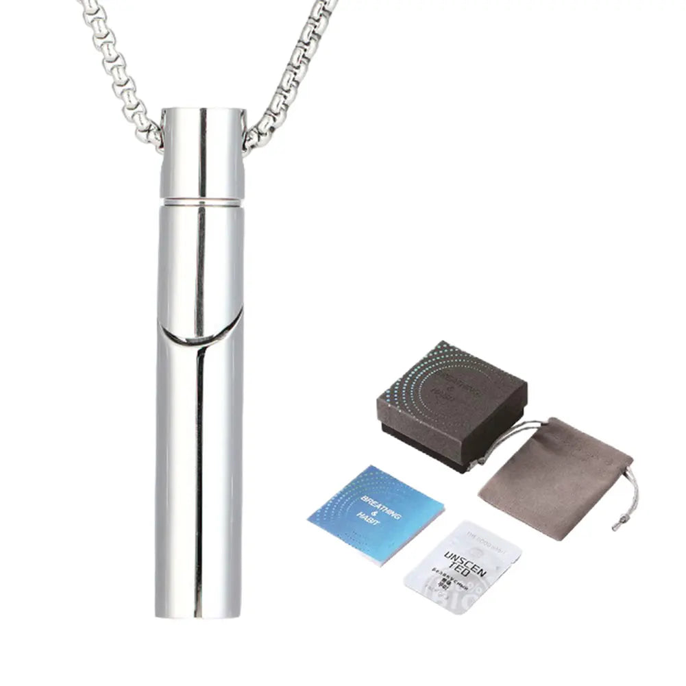 Stainless Steel Aromatherapy Necklace Chain Smoking Cessation Fum Vaporless Smokeless Inhaler for Natural Calm & Stress Relief