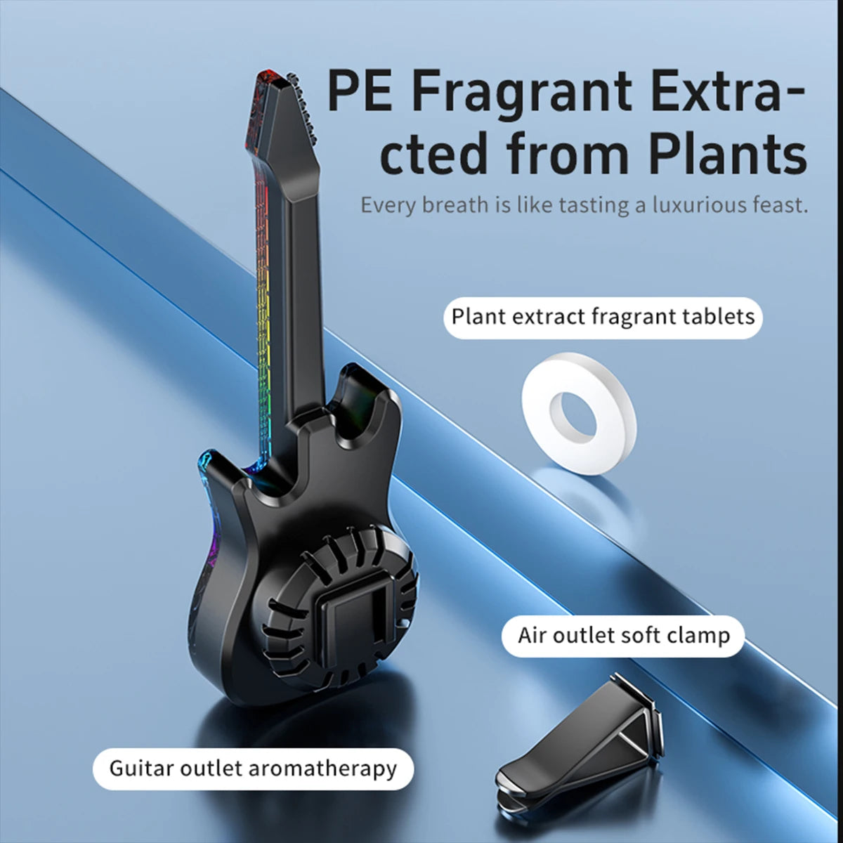 Creative Car Air Outlet Aromatherapy Guitar Pendant with Voice controlled Music Atmosphere Light Car perfume Decoration Cologne