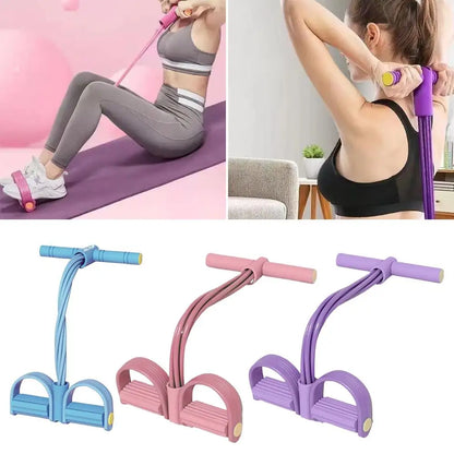 Siix-Tube Pedal Tensioner Resistance Band Multi-Functional Tension Rope Fitness Bands Elastic Yoga Pedal Puller For Exercises
