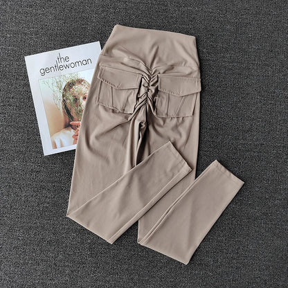 TRY TO BN Fitness Yoga Pants Sports Stretch Leggings Back Pockets Women High Waist Push Up Leggings Workout Running Gym Clothing