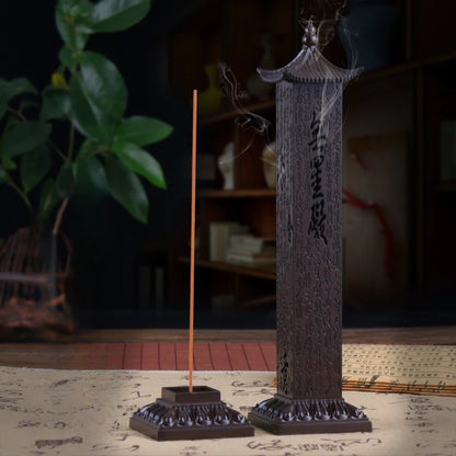 Creative Large Vertical Incense Burner Scripture Alloy Column Incense Insert Indoor Ornament Home Office Decoration Tea Ceremony