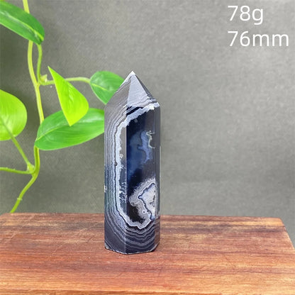 Black Agate Crystal Tower Natural Gem Obelisk Exquisite Home Decoration Ornament Rare Material for Relaxation And Energy
