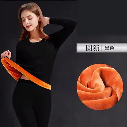 Men Woman Fleece Thicken Thermal Underwear Suit Winter O Neck Super Soft Long Sleeve Tops Leggings Long Johns Homewear Set